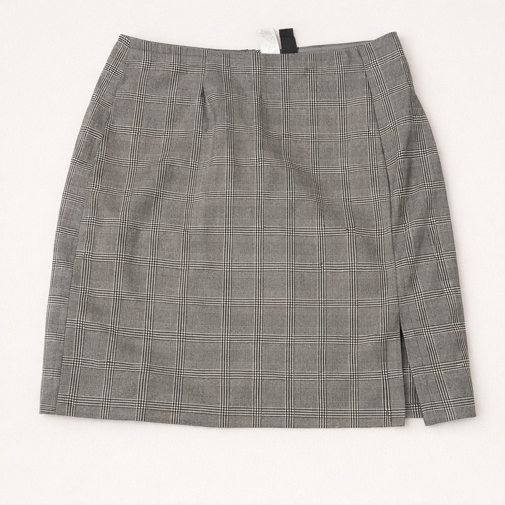 NWT Windsor Grey Plaid Skirt w/ Slit
